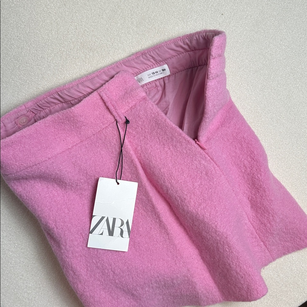 NEW Zara A-Line Skirt | Pink Cotton Pleated Skirt Clueless Barbie Preppy 13-14